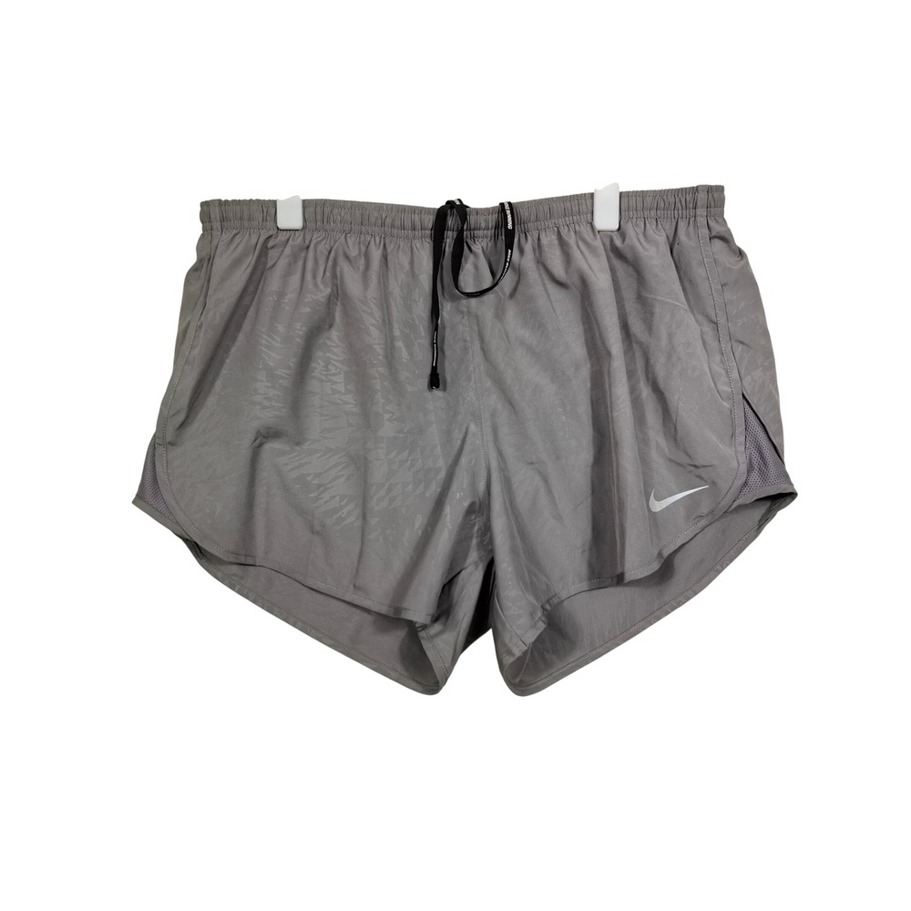 Nike Dri-FIT Running‎ Shorts Mens XL Gray Geometric Pattern Mesh Back Zip Pocket